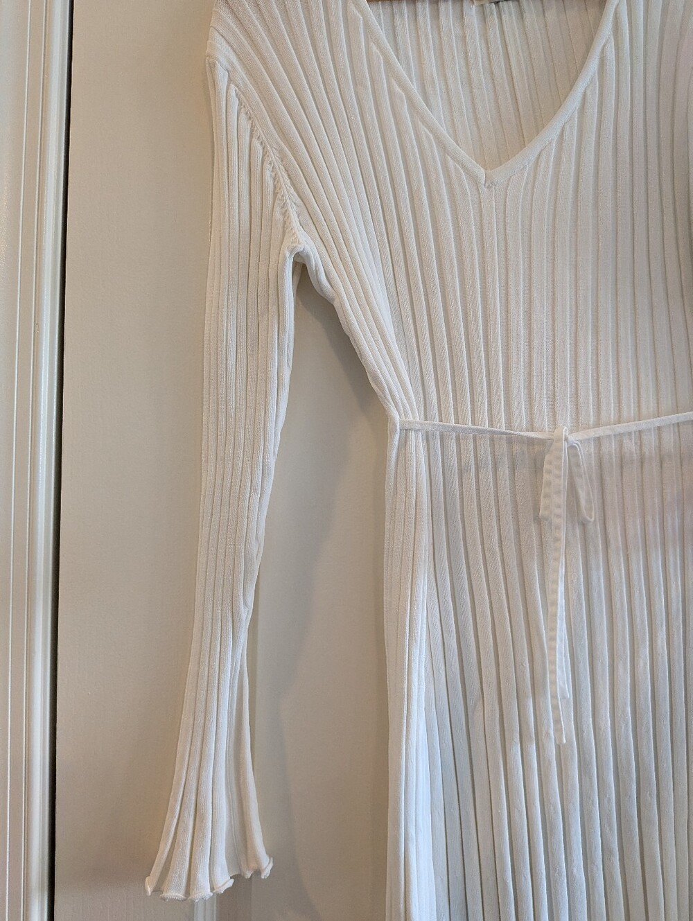 DISSH Reign Dress White Ribbed Maxi Long Sleeve Tie Bridal Minimalist Size XL - Picture 8 of 16